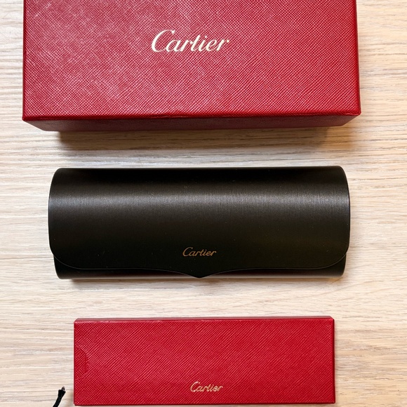 NWT Cartier Santos de Cartier Red Rectangular Gold Frame Ladies Sunglasses main image 11